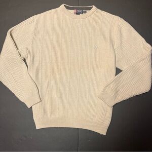 Chaps Ralph Lauren Old Money Preppy Classic Cable Knit Sweater Ivory Cotton XL